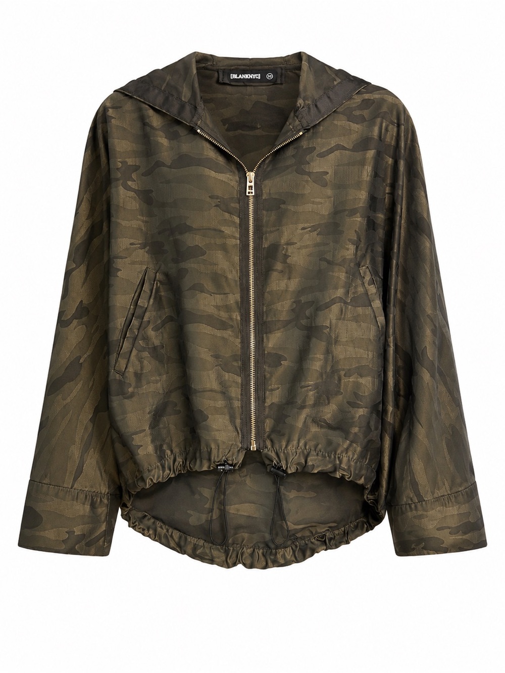Blank NYC Olive Camo Hooded Zip Jacket